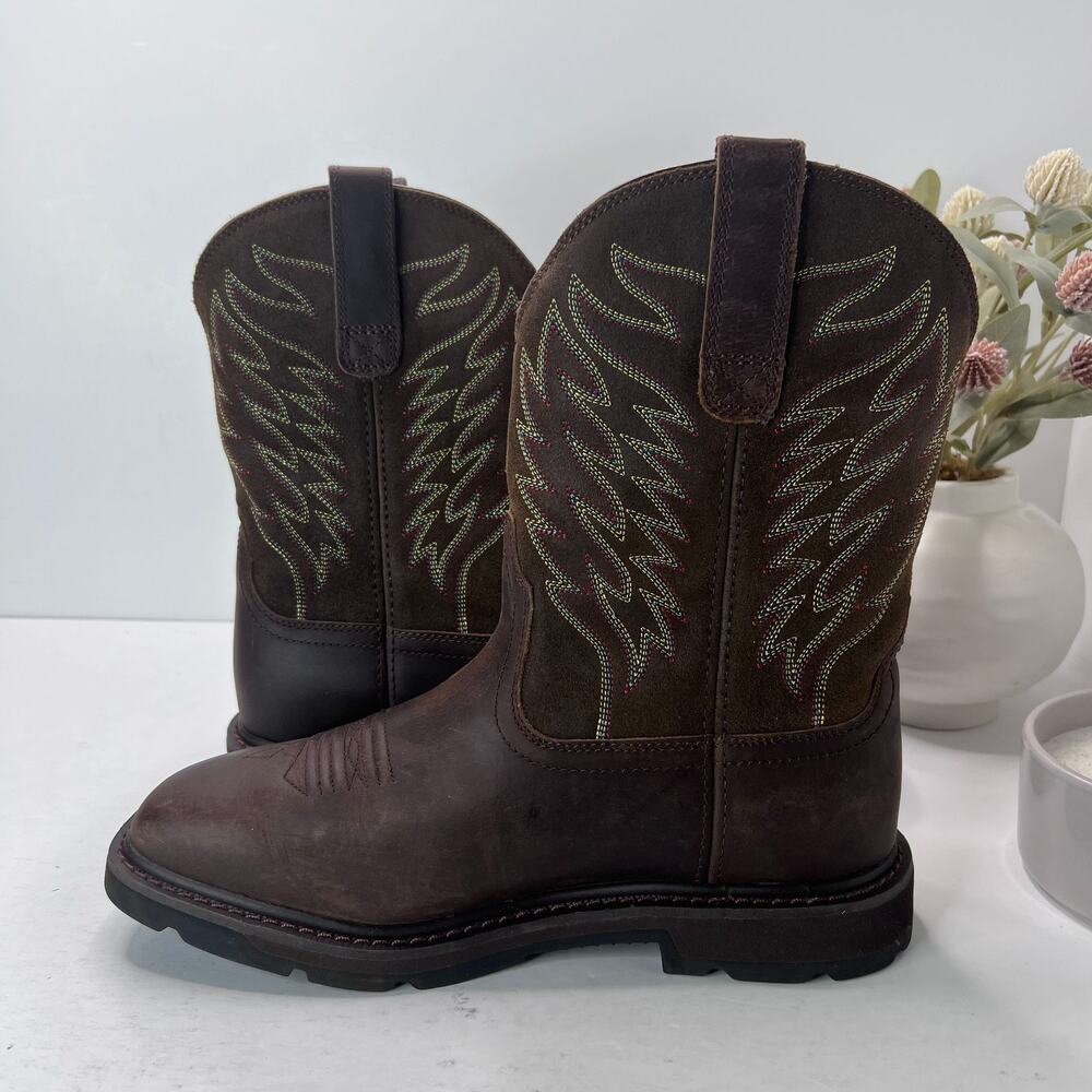 Ariat Groundbreaker Wide Square Toe Work Boots Mid Calf Brown Mens Size 7EE NEW - Picture 6 of 9